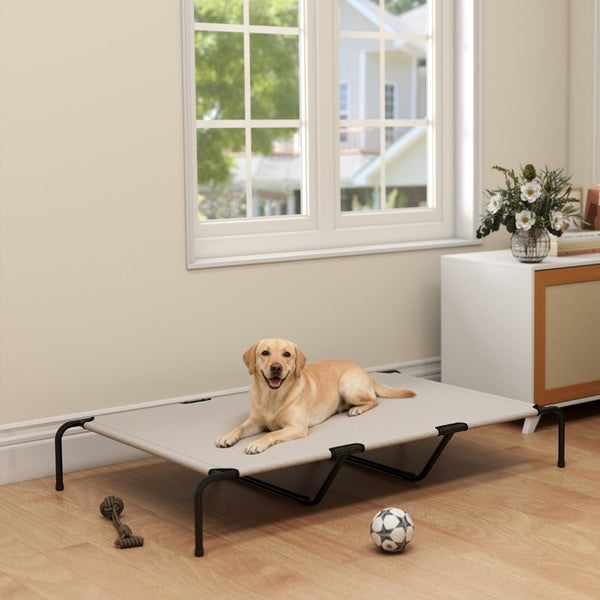 English Elm Pawhut Raised Pet Bed with Steel Frame and Breathable Mesh for Large Dogs Indoor Outdoor W2225P485635