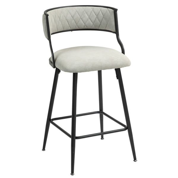 English Elm SET 26'' Counter Height Bar Stools with Breathable PU, High-Density Foam, Black Powder-Coated Base, Footrest Beige W2215P196279