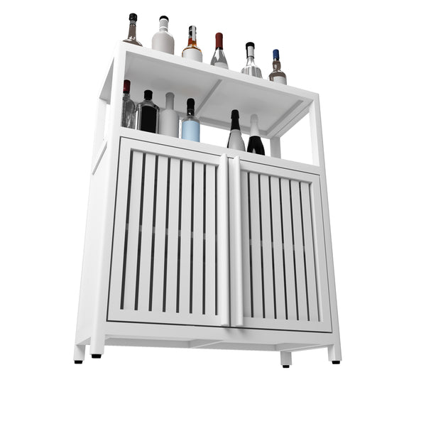 English Elm White Bamboo Storage Cabinet with Shelves — Large Capacity Freestanding Bathroom & Living Room Organizer, Durable Eco-Friendly Design W2207P242509