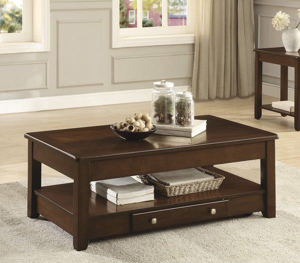 English Elm Contemporary Chairside Table with Open Shelf and Deep Finish for Living Room Style and Functionality Cherry 51.5 L x 29 W x 12 H B011P297485