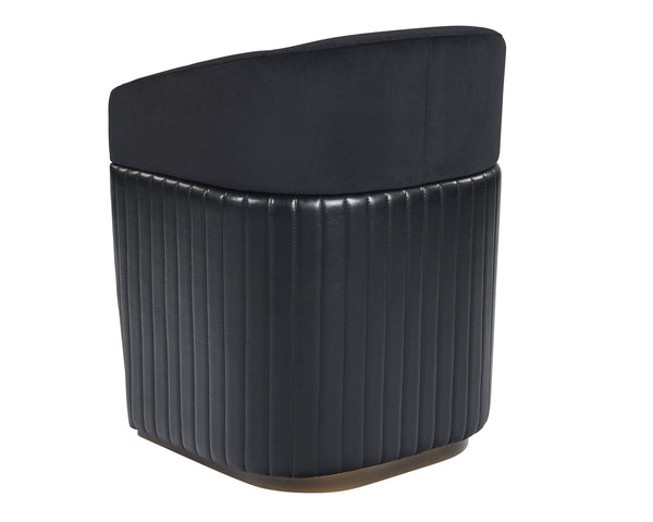 Sunpan Genval Modern Wheeled Lounge Chair with Brass Frame & Unique Tufted Design – Stylish Comfort!