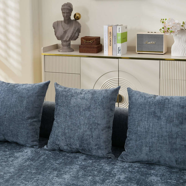 English Elm Comfy Convertible Folding Mattress Couch Sofa Bed with Chenille, Space-Saving Modular Lounge for Studio Blue W1143P330252