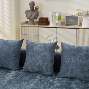 English Elm Comfy Chenille Convertible Folding Mattress Couch Sofa Bed with Armrest, Space-Saving, No Assembly Needed Blue W1143P330252