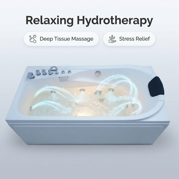 English Elm 67 Inch Acrylic Whirlpool Tub with 8 Hydro Jets Ergonomic Recline Hydrotherapy Soak W3605P455280