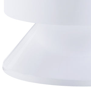 English Elm Otith Glossy White Accent Table with Drawer and Display Shelf — Modern Round Utility Piece B2726P243239