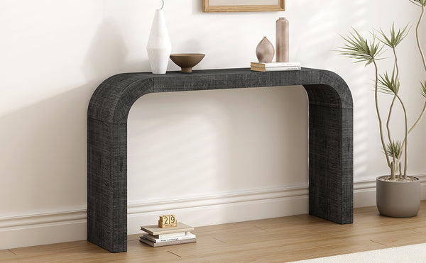 English Elm Christopher Knight Home® - 52" Rustic Console Table with Curved Edge, Vintage Pine Veneer, Rectangular Sled Base, 180lb Capacity N760P282826B