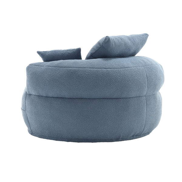 English Elm COOLMORE Chenille Sponge circular sleeper chair with removable washable cover, plush pillows & space-saving design Light Blue W1539P312253