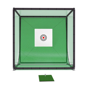 English Elm Golf Practice Cage with Powder Coated Steel Frame Double Layer Net Backyard Training W1422P284885