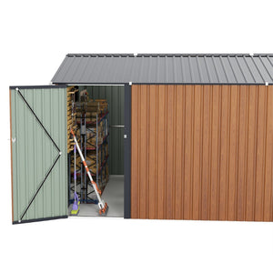 English Elm Campcraft Galvanized Steel Outdoor Storage Shed with Triple Lockable Doors and Vents W1598S00036