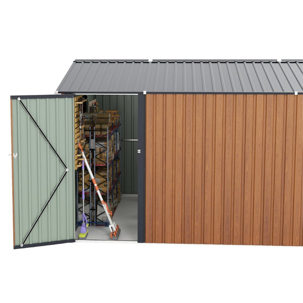 English Elm Campcraft Galvanized Steel Outdoor Storage Shed with Triple Lockable Doors and Vents W1598S00036