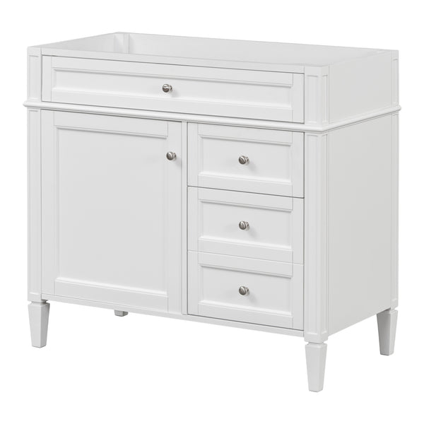 English Elm 36'' Modern Bathroom Vanity Cabinet with Tip-Out Drawer, Adjustable Shelf, Smooth Metal Slides, Solid Wood Frame White N710P186084K