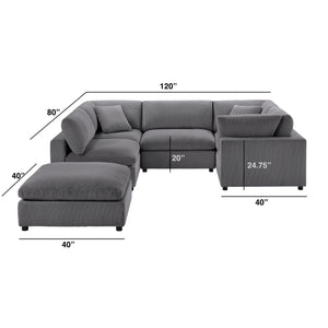 English Elm Chelsea Modular 6-Piece Sectional Sofa - Charcoal, Stylish Flexibility & Comfort For Family Living B050S00018