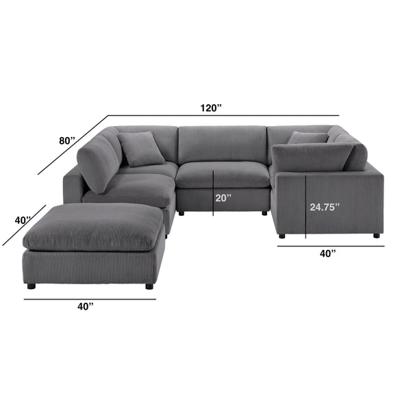 English Elm Chelsea Modular 6-Piece Sectional Sofa - Charcoal, Stylish Flexibility & Comfort For Family Living B050S00018