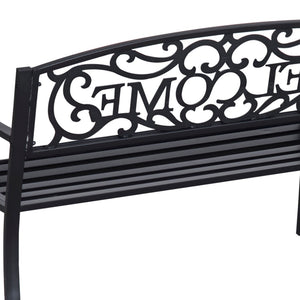 English Elm Outsunny 50" Outdoor Metal Welcome Bench - Elegant Slatted Seat For Porch, Garden, Or Patio Use W2225P174100-GIGA