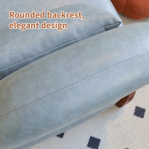 English Elm Cute Faux Leather Armless Accent Chair Solid Wood Legs Cushioned Seat Modern Blue W2105P440973