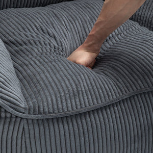 English Elm Giant Corduroy Bean Bag Sofa with Armrests Foam Filled Cozy Adult Lounge Chair Dark Gray W2200P442800