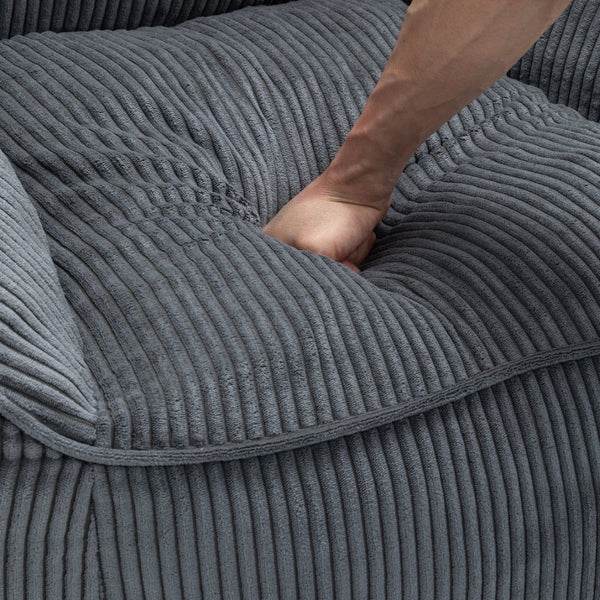 English Elm Giant Corduroy Bean Bag Sofa with Armrests Foam Filled Cozy Adult Lounge Chair Dark Gray W2200P442800