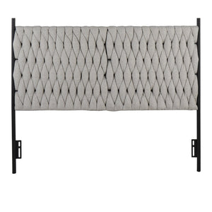 English Elm Braided Matisse Queen Headboard with Plush Braided Fabric Upholstery and Sleek Black Metal Frame, Contemporary Bedroom Statement Cream B202P223757