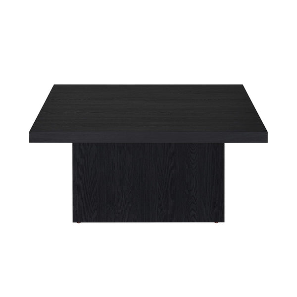 English Elm Square Engineered Wood Cocktail Table Matte Black Pedestal Base Modern Living Room B016P469769