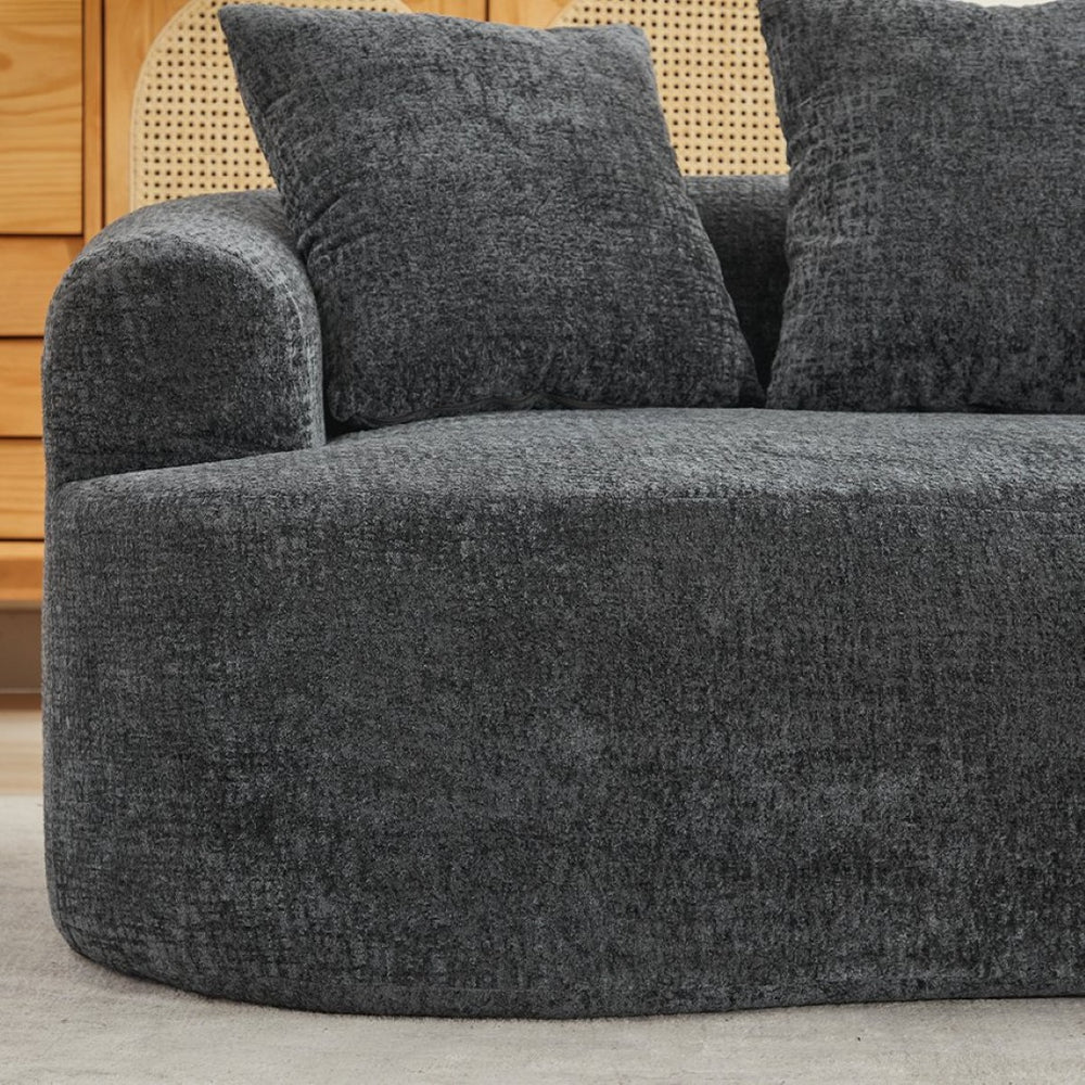 English Elm Curved Chenille Loveseat with Memory Foam Seating and Three Pillows for Compact Spaces Grey W2915P324465
