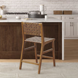 Oslo Casual Faux Leather Woven Counter Stool 24"H