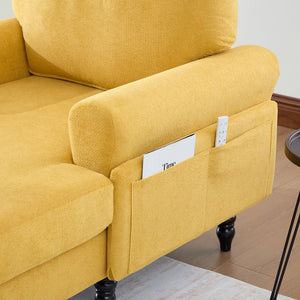 English Elm Modern Chenille Recliner Chaise Lounge Sofa Chair with High-Resilience Foam, Wide Seat, 550lb Capacity Mustard yellow W395P371336