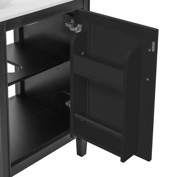 English Elm 20" Black Bathroom Vanity with Ceramic Sink, Soft-Close Door, U-Shaped Adjustable Shelf & Door Racks N729P299364B