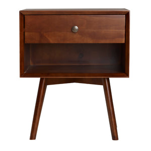 English Elm Walker Edison - Mid-Century Modern Single-Drawer Solid Wood Nightstand - Walnut