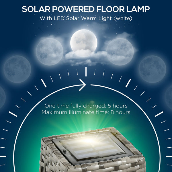 English Elm Outsunny 77" Solar Lamp Post Light with PIR Motion Sensor, Vintage Aluminum Outdoor Pathway Lamp Grey W2225P200812
