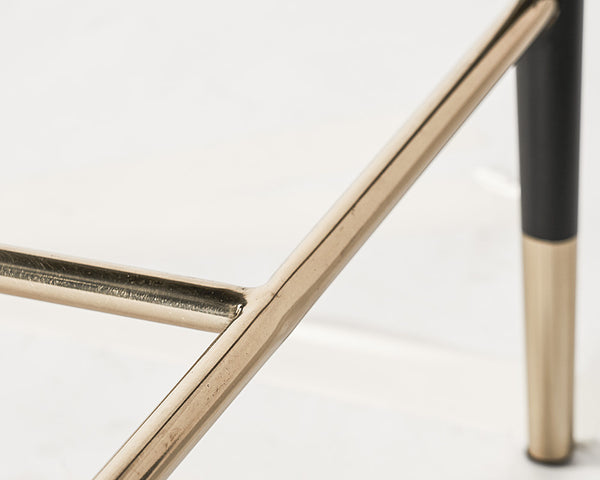 Sunpan Asher Modern Barrel Back Barstool with Stylish Black Steel Legs and Elegant Gold Foot Caps Flint Grey / Napa Taupe