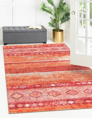 Unique Loom Timeless Verona Machine Made Geometric Rug Rust Red, Ivory/Orange/Violet/Green 7' 7" x 10' 6"