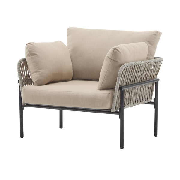 English Elm Christopher Knight Home® - [Set Of 2] 36" Beige Iron Lounge Chairs With Plush Cushions & Rope Weave, Perfect For Indoor/Outdoor N767P237035G_2
