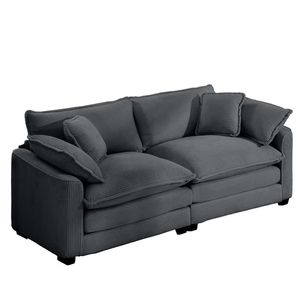English Elm Modern Corduroy Loveseat With 4 Pillows – Deep Seating, Stylish Comfort For Living Room & More! W714S00828