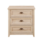 Farmhouse 3-Drawer Nightstand - White Oak, Cup Handles