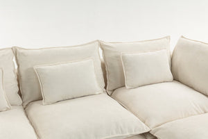 English Elm 102.3" Oversized Modular Sectional Sofa Cotton Linen Deep Seat Lounge with Ottoman Antique White W2530S00014
