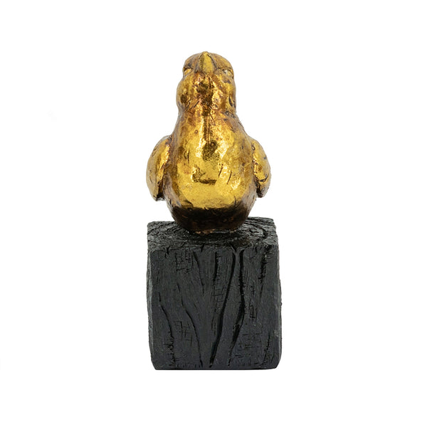 English Elm 4.5X2.5X6" Elegant Gold Resin Songbird Sculpture On Black Faux Branch For Modern Home Décor W2078P406938