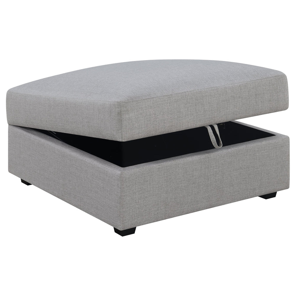 English Elm Austin Square Upholstered Storage Ottoman in Modern Grey Fabric — Plush Seat, Hidden Storage, Durable Build B062P331083