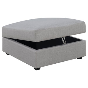 English Elm Austin Square Upholstered Storage Ottoman in Modern Grey Fabric — Plush Seat, Hidden Storage, Durable Build B062P331083