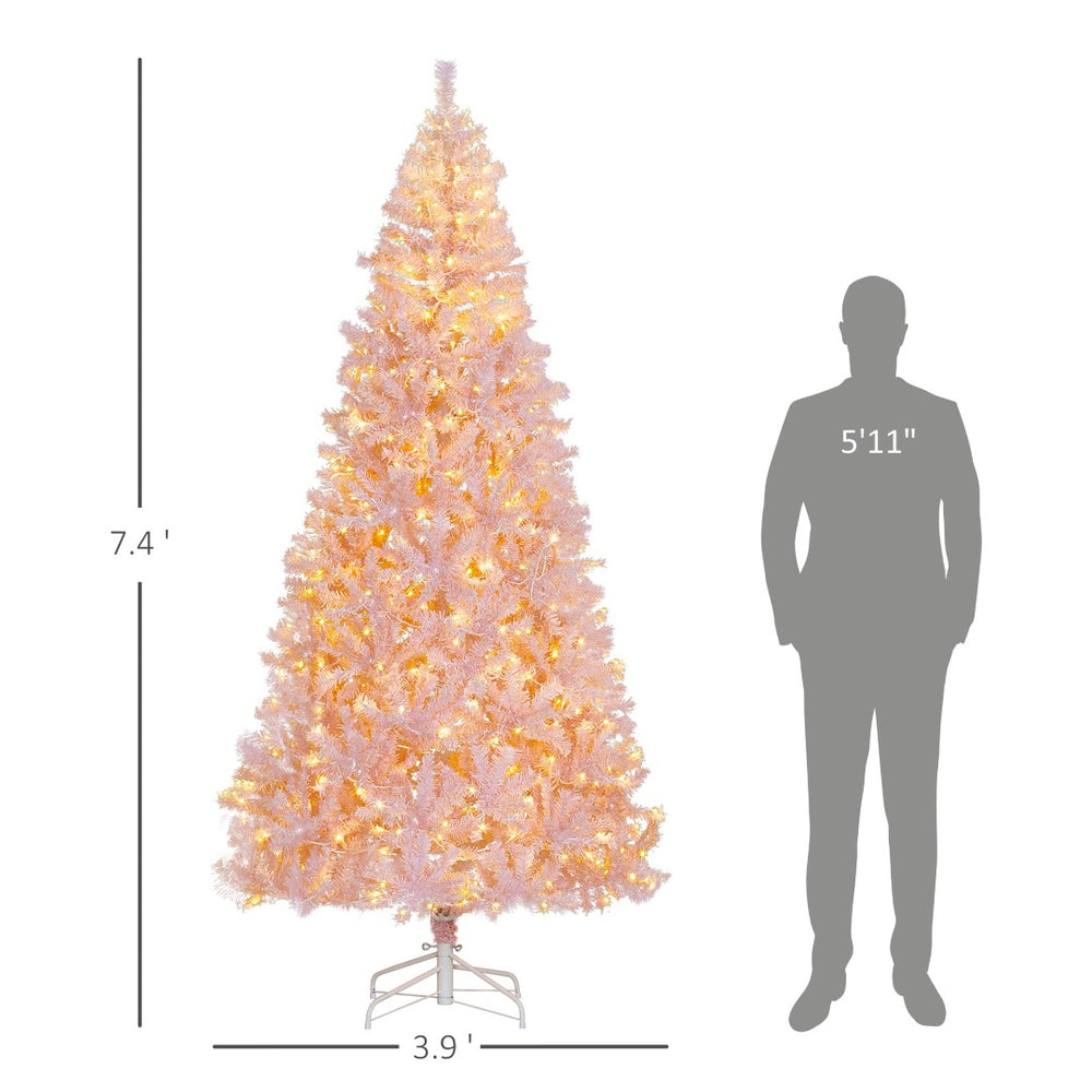 English Elm Artificial Blush Pink Holiday Tree 7 Foot Tall with 1000 Tips Frosted Romantic Decor T3971P419048