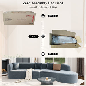 English Elm U_Style Curved Modular 132" Chenille Sectional Sofa with Plush Spring Cushions for Cozy Living Dark Blue WY000456AAE