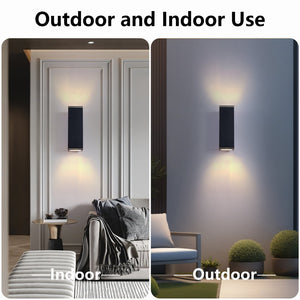 English Elm 12in Matte Black Aluminum Outdoor Wall Sconces up Down Lighting for Porch Patio Set of 4 W2312P416011