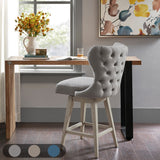 Madison Park Hancock Transitional High Wingback Button Tufted Upholstered 27" Swivel Counter Stool with Nailhead Accent MP104-0716 Grey