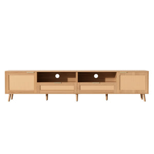 English Elm Rattan Door Media Console with Pine Legs Modern Farmhouse Tv Stand for Large Living Rooms N710P365030P