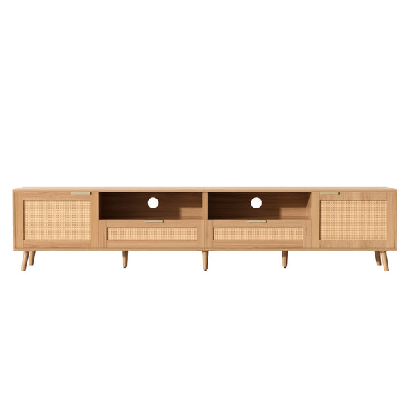 English Elm Rattan Door Media Console with Pine Legs Modern Farmhouse Tv Stand for Large Living Rooms N710P365030P