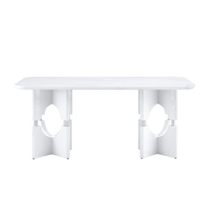 English Elm Modern 9 Piece Glam Dining Set Faux Marble Table Tufted Pvc Chairs Seats Eight W3875S00081