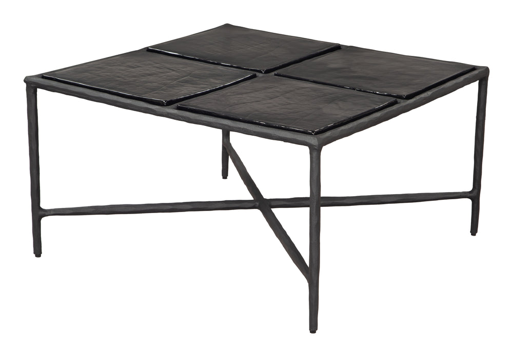 Zuo Modern Cloe Coffee Table Black - Modern Recycled Glass & Aluminum Design For Chic Home Aesthetics & Versatility Black Recycled Sand Cast Glass,Aluminum 110620-zuo-modern