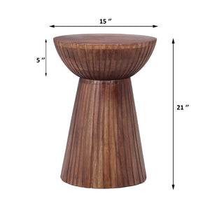 English Elm Christopher Knight Home® - Mango Wood Round Drum End Table In Honey Finish – Handcrafted Accent For Small Spaces & Rustic Decor N768P202496H