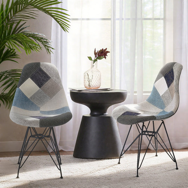 English Elm Christopher Knight Home® - Patchwork Bohemian Accent Chair Set of 2 with Chromed Iron Legs, Colorful Geometric Upholstery, Ergonomic Comfort N772P293303P