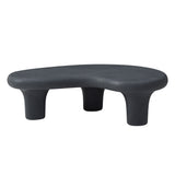 47.24'' Fiberglass Cloud Coffee Table - Vintage Design, Matte Black, 3 Legs, Sofa Front, Irregular Shape, No Assembly