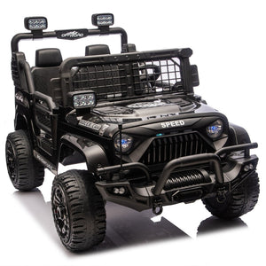 English Elm 24v Dual Motor Two Seat Kids Electric Ride on Car with Remote Control and Bluetooth Audio Black W1578P305897